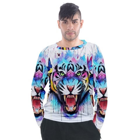 Butterflytiger Men s Long Sleeve Raglan Tee by Sparkle