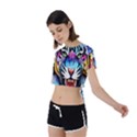 Butterflytiger Tie Back Short Sleeve Crop Tee View2