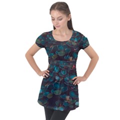 Realeafs Pattern Puff Sleeve Tunic Top by Sparkle