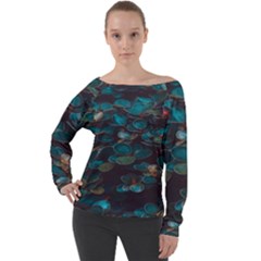 Realeafs Pattern Off Shoulder Long Sleeve Velour Top by Sparkle