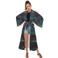 Realeafs Pattern Maxi Kimono by Sparkle