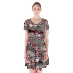 Realflowers Short Sleeve V-neck Flare Dress by Sparkle