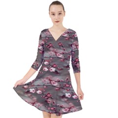 Realflowers Quarter Sleeve Front Wrap Dress by Sparkle