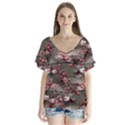 Realflowers V-Neck Flutter Sleeve Top View1