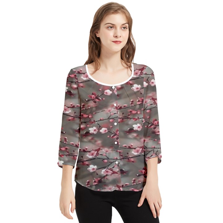 Realflowers Chiffon Quarter Sleeve Blouse