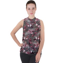 Realflowers Mock Neck Chiffon Sleeveless Top by Sparkle