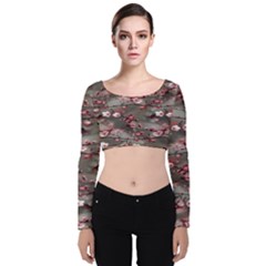 Realflowers Velvet Long Sleeve Crop Top by Sparkle