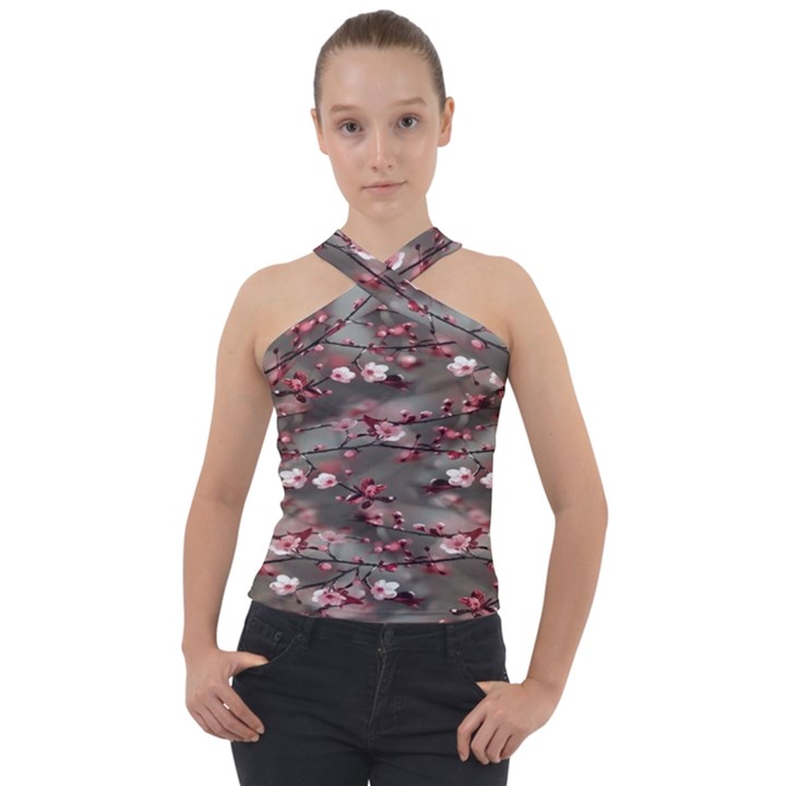 Realflowers Cross Neck Velour Top