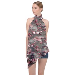 Realflowers Halter Asymmetric Satin Top by Sparkle