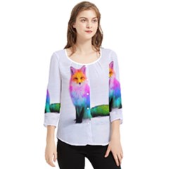 Rainbowfox Chiffon Quarter Sleeve Blouse