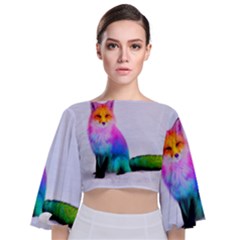 Rainbowfox Tie Back Butterfly Sleeve Chiffon Top by Sparkle