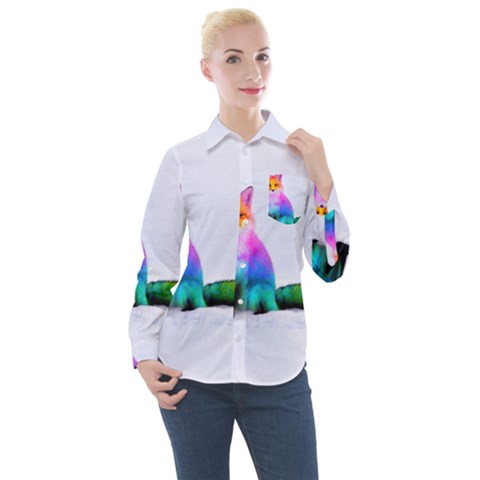 Rainbowfox Women s Long Sleeve Pocket Shirt by Sparkle