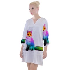 Rainbowfox Open Neck Shift Dress