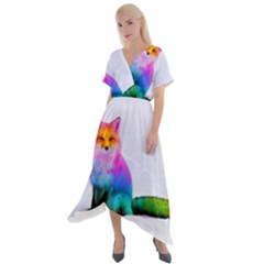 Rainbowfox Cross Front Sharkbite Hem Maxi Dress by Sparkle