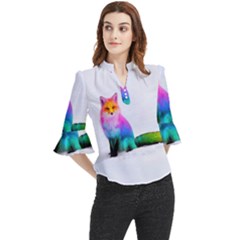 Rainbowfox Loose Horn Sleeve Chiffon Blouse