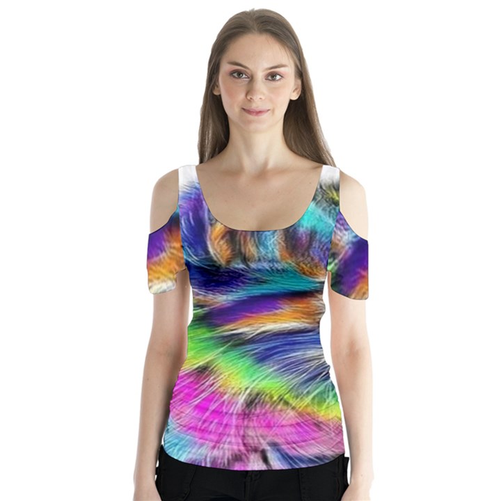 Rainbowcat Butterfly Sleeve Cutout Tee 