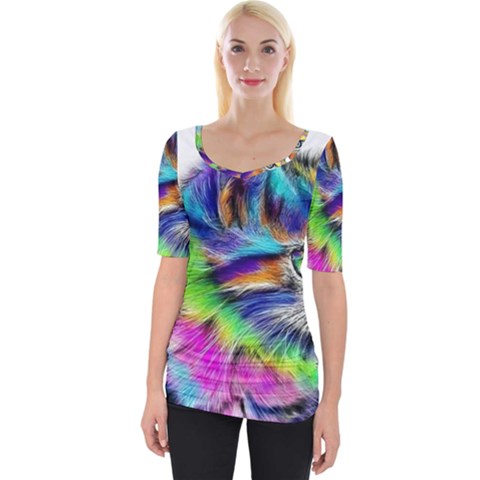 Rainbowcat Wide Neckline Tee by Sparkle