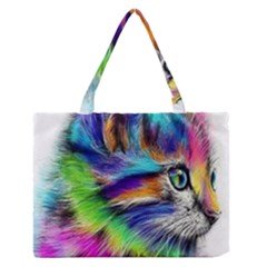 Rainbowcat Zipper Medium Tote Bag by Sparkle