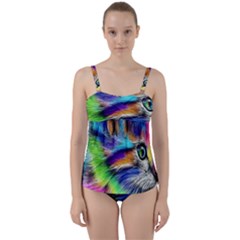 Rainbowcat Twist Front Tankini Set by Sparkle