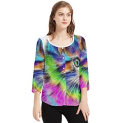 Rainbowcat Chiffon Quarter Sleeve Blouse