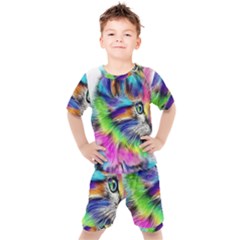 Rainbowcat Kids  Tee And Shorts Set by Sparkle