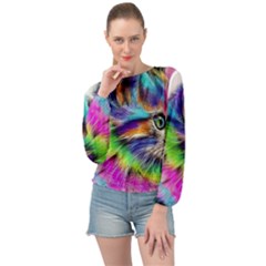 Rainbowcat Banded Bottom Chiffon Top by Sparkle