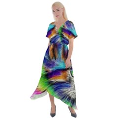 Rainbowcat Cross Front Sharkbite Hem Maxi Dress by Sparkle