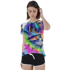 Rainbowcat Short Sleeve Foldover Tee