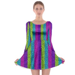 Glitter Strips Long Sleeve Skater Dress by Sparkle