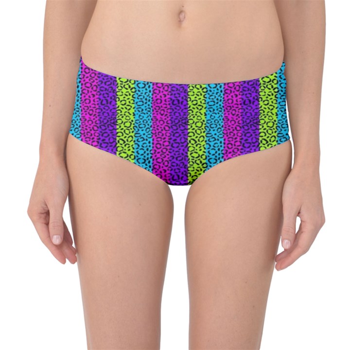 Glitter Strips Mid-Waist Bikini Bottoms