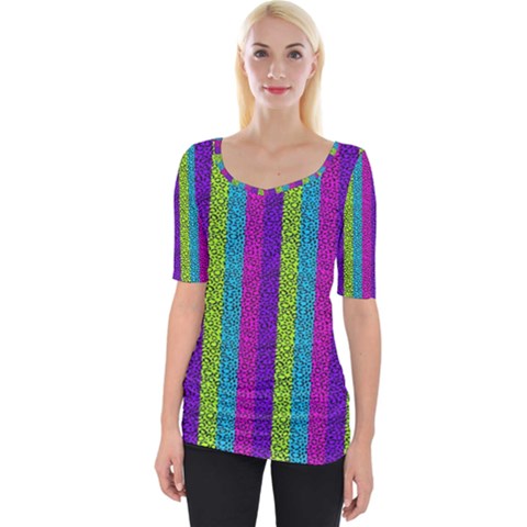 Glitter Strips Wide Neckline Tee by Sparkle