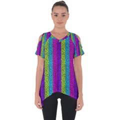 Glitter Strips Cut Out Side Drop Tee by Sparkle