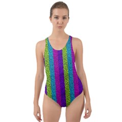 Glitter Strips Cut-out Back One Piece Swimsuit by Sparkle