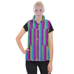 Glitter Strips Women s Button Up Vest by Sparkle