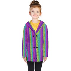 Glitter Strips Kids  Double Breasted Button Coat