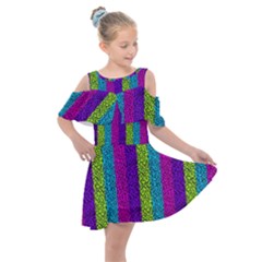 Glitter Strips Kids  Shoulder Cutout Chiffon Dress by Sparkle