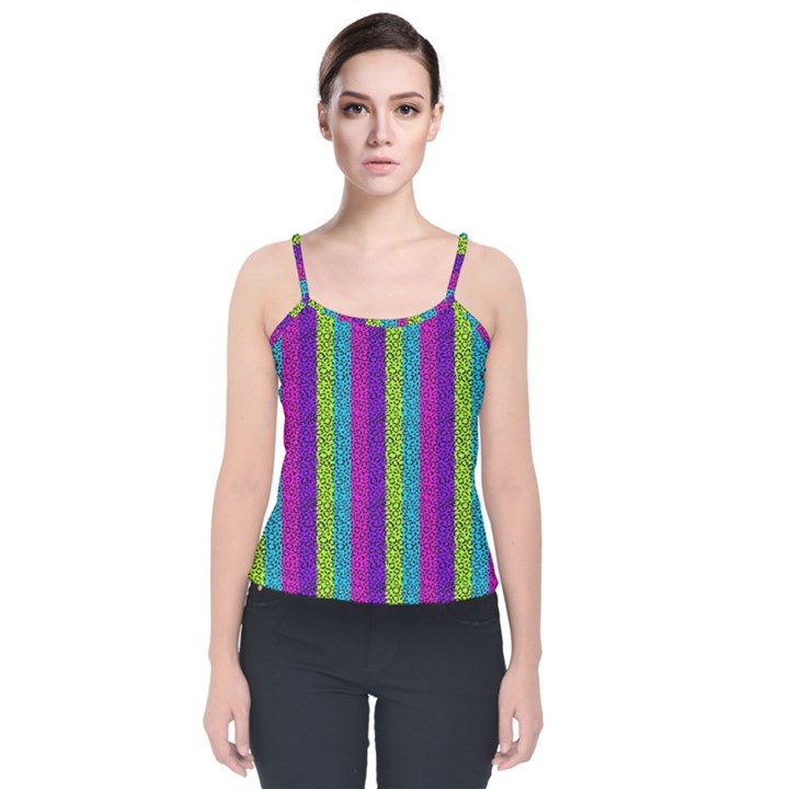 Glitter Strips Velvet Spaghetti Strap Top