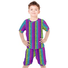 Glitter Strips Kids  Tee And Shorts Set by Sparkle