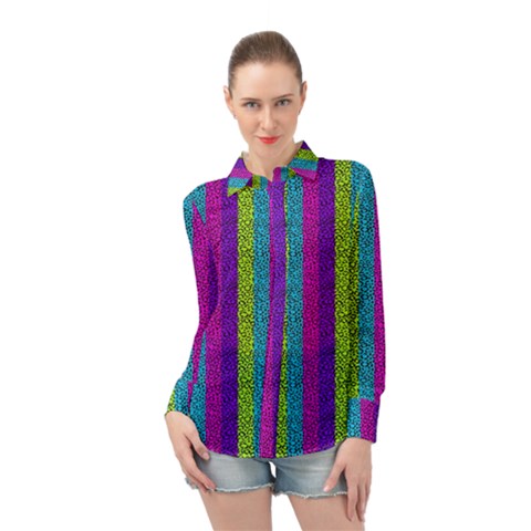 Glitter Strips Long Sleeve Chiffon Shirt by Sparkle