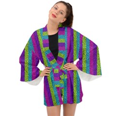 Glitter Strips Long Sleeve Kimono by Sparkle