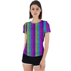 Glitter Strips Back Cut Out Sport Tee