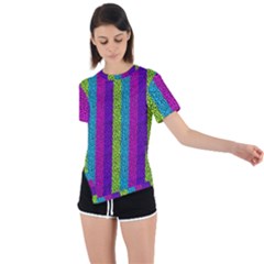 Glitter Strips Asymmetrical Short Sleeve Sports Tee by Sparkle