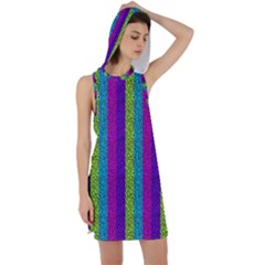 Glitter Strips Racer Back Hoodie Dress