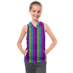 Glitter Strips Kids  Sleeveless Hoodie by Sparkle