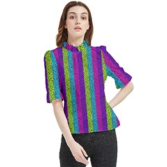 Glitter Strips Frill Neck Blouse