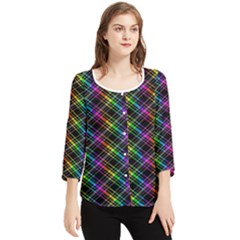 Rainbow Sparks Chiffon Quarter Sleeve Blouse