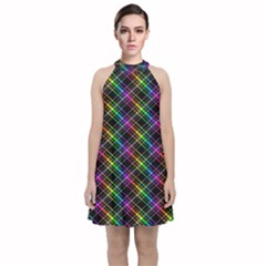 Rainbow Sparks Velvet Halter Neckline Dress  by Sparkle