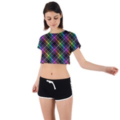 Rainbow Sparks Tie Back Short Sleeve Crop Tee