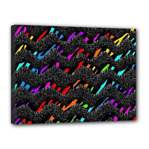 Rainbowwaves Canvas 16  X 12  (stretched) by Sparkle