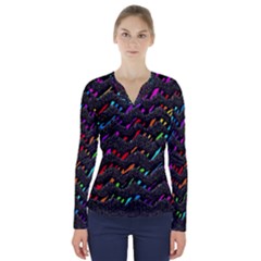 Rainbowwaves V-neck Long Sleeve Top by Sparkle